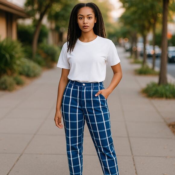 Rumble Seats Vintage 70s 80s Super High Waist Striped Plaid Jeans Size 25 Rare - Picture 13 of 13